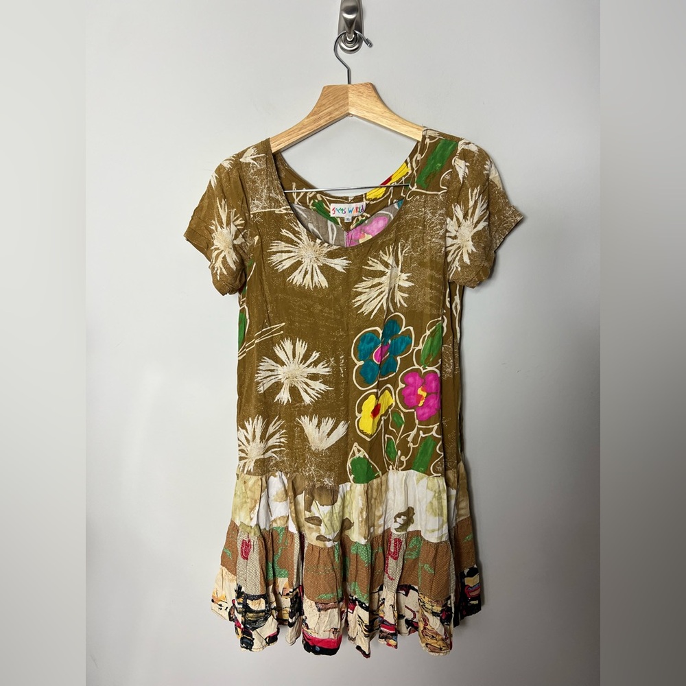Vintage Jams World Floral Rayon Dress Size XL Short Sleeve